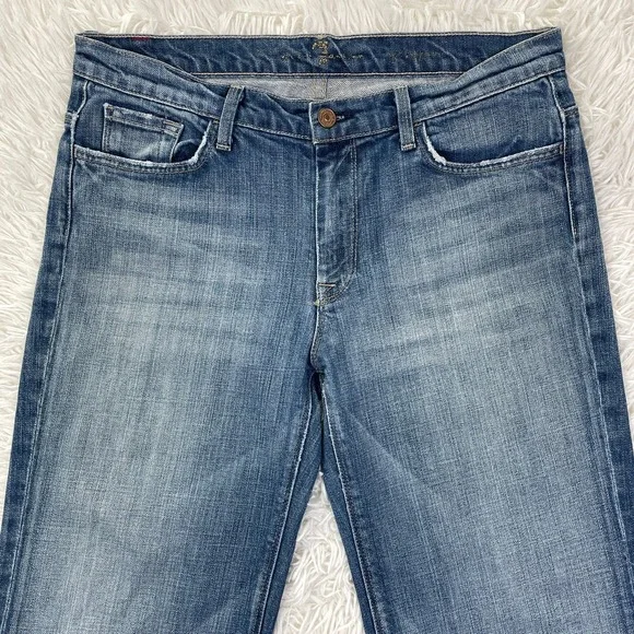 7 For All Mankind Pants Womens 31 Blue Ginger Flared Medium Wash Denim Jeans USA - Picture 2 of 15